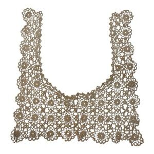 Vintage Delicate Floral Crochet Lace Collar in Beige Cotton